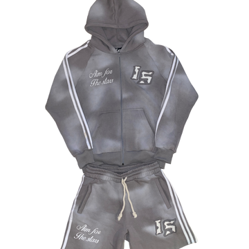 Grey short & zip up set
