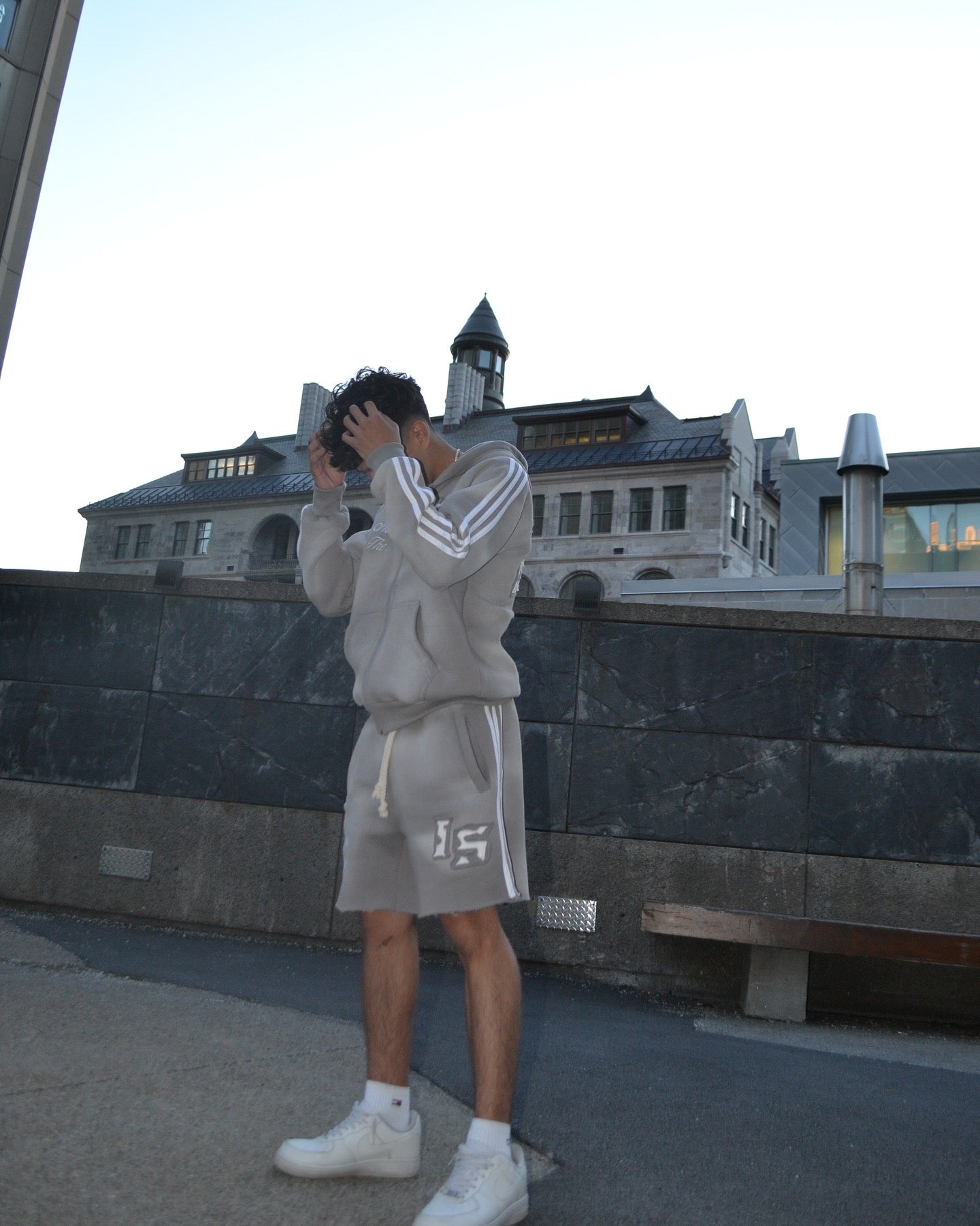 Grey short & zip up set
