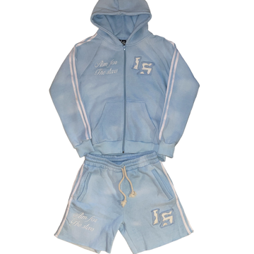 Baby blue short & zip up set