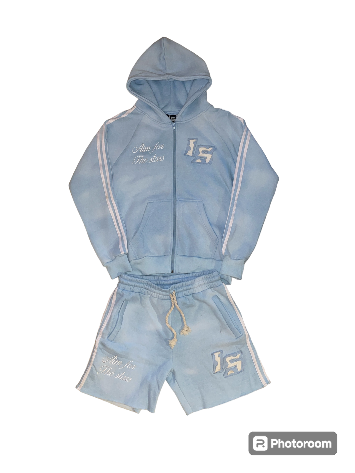 Baby blue short & zip up set