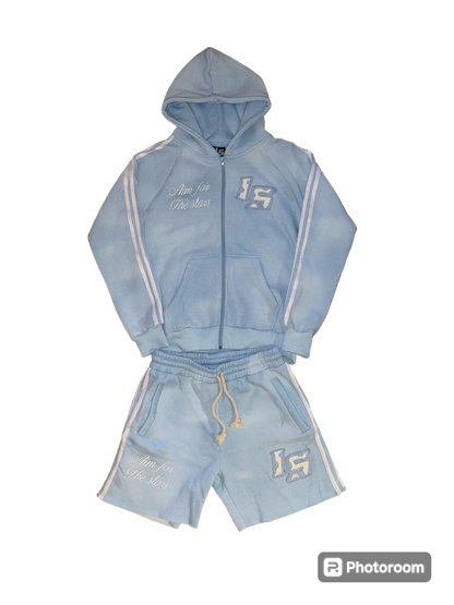 Baby blue short & zip up set