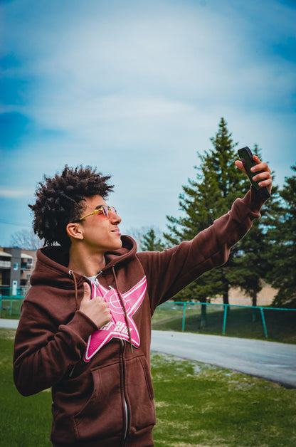 Brown & Pink zip up hoodie