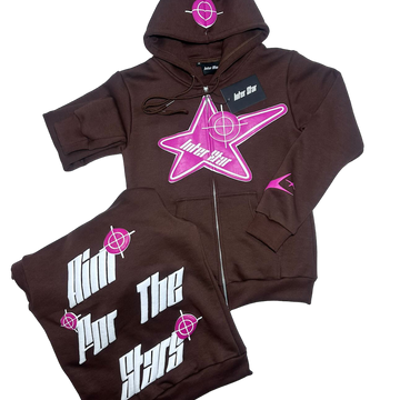 Brown & Pink zip up hoodie