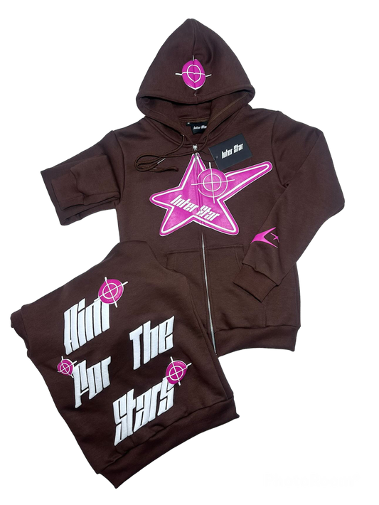 Brown & Pink zip up hoodie