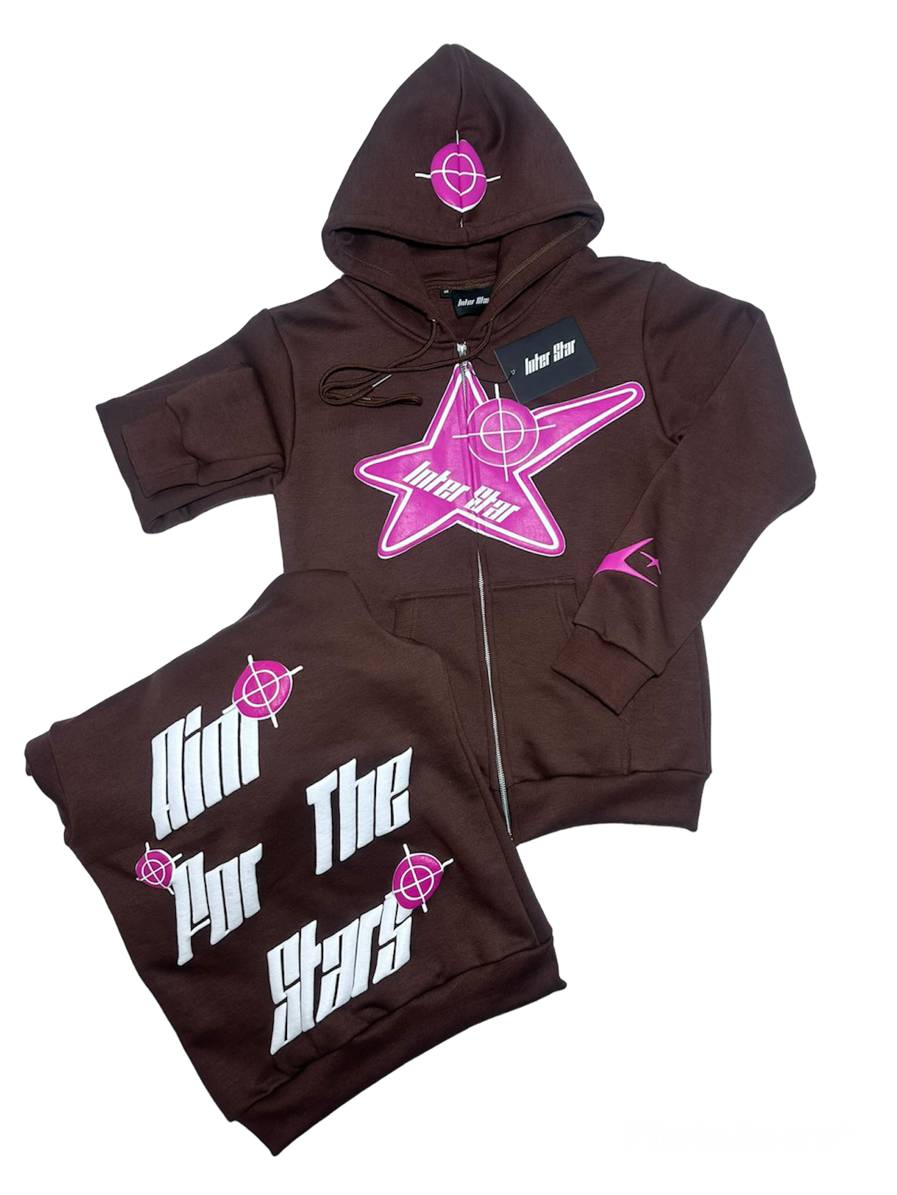 Brown & Pink zip up hoodie